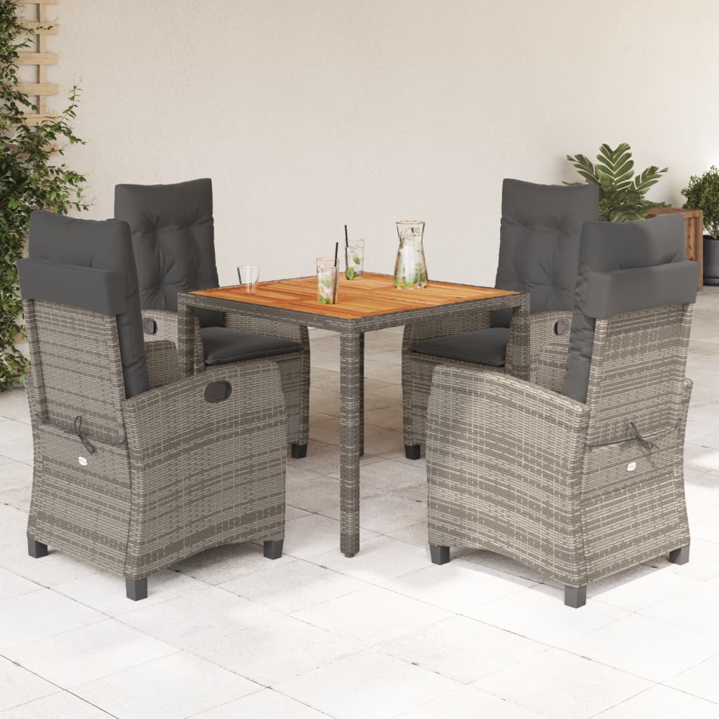 5-Delige Tuinset Met Kussens Poly Rattan Grijs