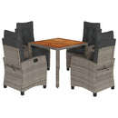 5-Delige Tuinset Met Kussens Poly Rattan Grijs