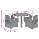 5-Delige Tuinset Met Kussens Poly Rattan Grijs