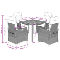 5-Delige Tuinset Met Kussens Poly Rattan Grijs