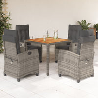 5-Delige Tuinset Met Kussens Poly Rattan Grijs