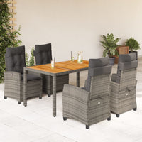 5-Delige Tuinset Met Kussens Poly Rattan Grijs