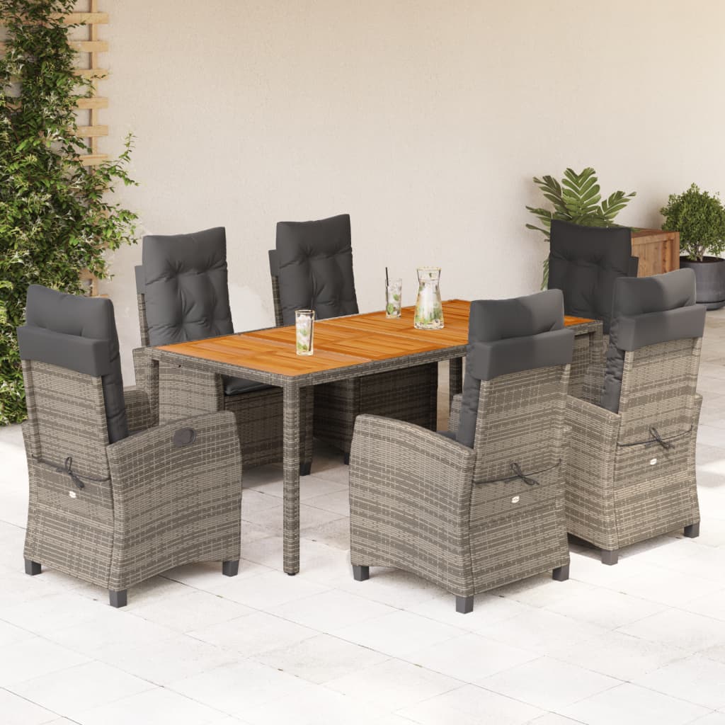 5-Delige Tuinset Met Kussens Poly Rattan Grijs