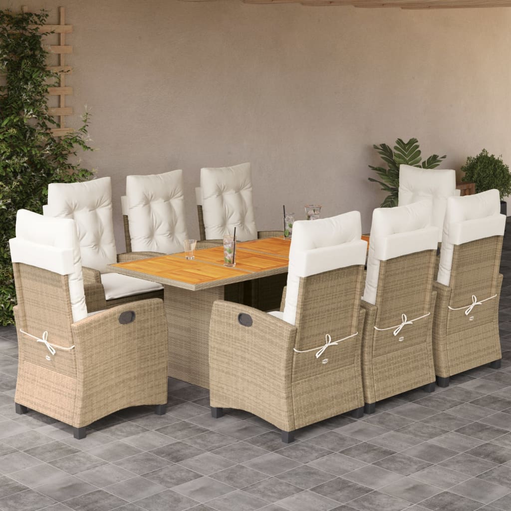 9-Delige Tuinset Met Kussens Poly Rattan