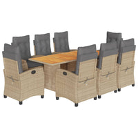 9-Delige Tuinset Met Kussens Poly Rattan
