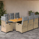 9-Delige Tuinset Met Kussens Poly Rattan