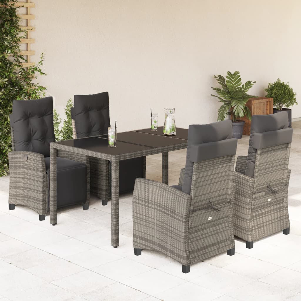 5-Delige Tuinset Met Kussens Poly Rattan