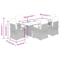 7-Delige Tuinset Met Kussens Poly Rattan
