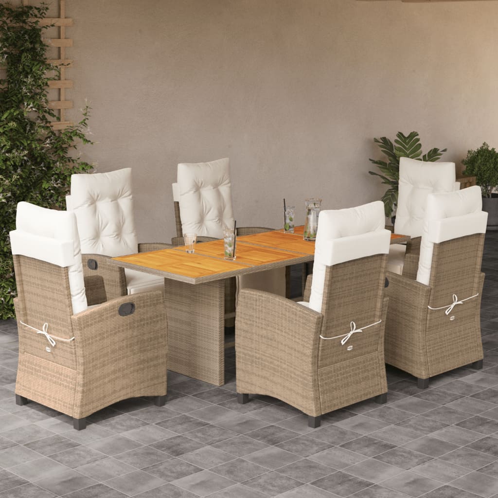 7-Delige Tuinset Met Kussens Poly Rattan