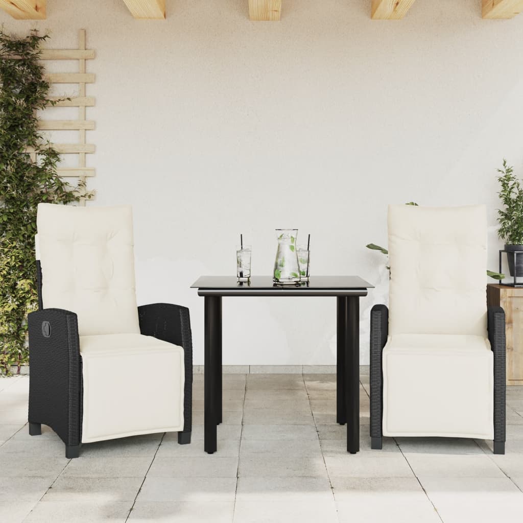 5-Delige Tuinset Met Kussens Poly Rattan Zwart
