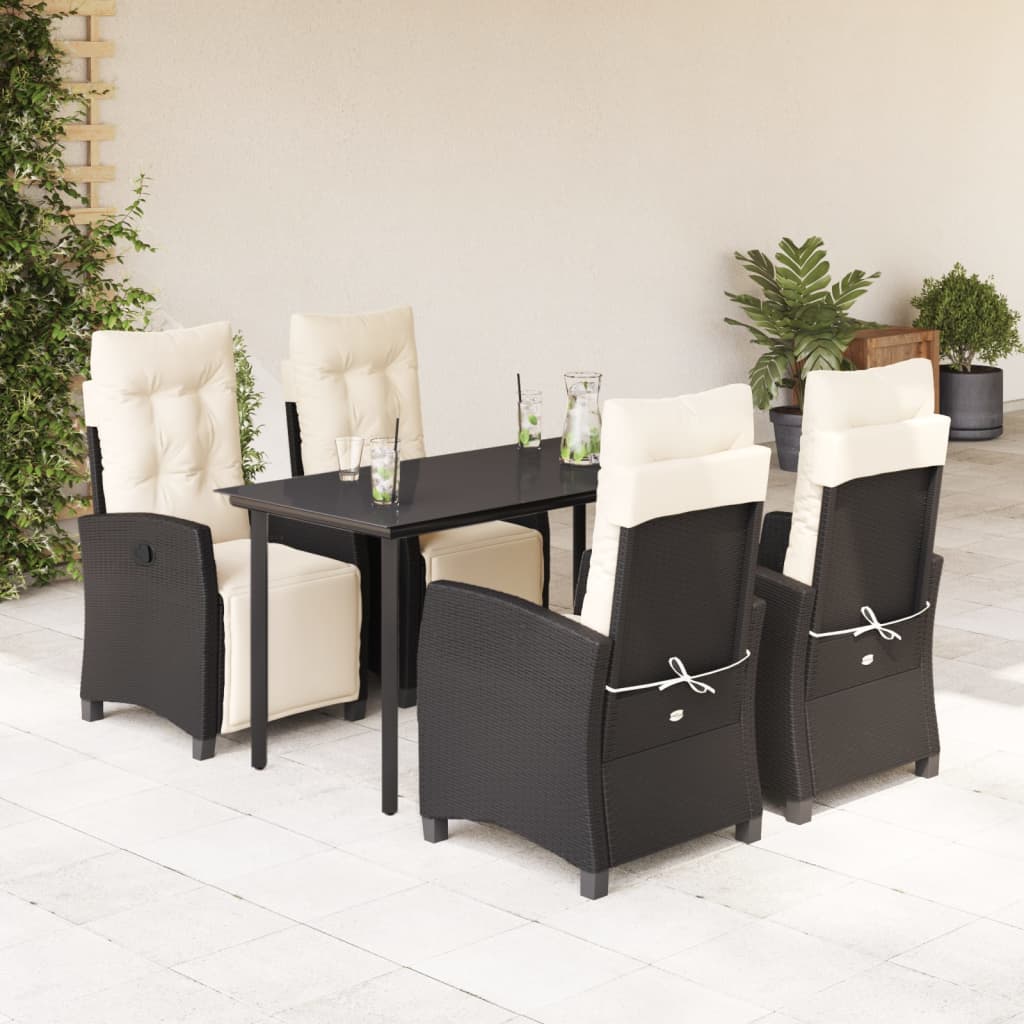 5-Delige Tuinset Met Kussens Poly Rattan Zwart