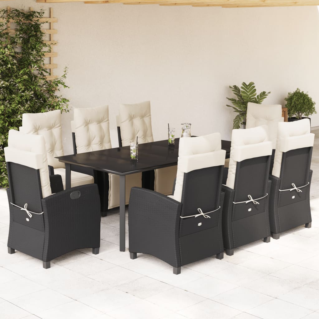 5-Delige Tuinset Met Kussens Poly Rattan Zwart