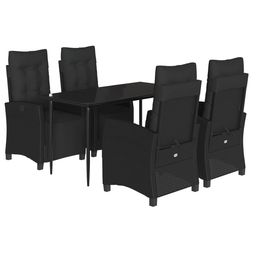 5-Delige Tuinset Met Kussens Poly Rattan Zwart