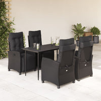 5-Delige Tuinset Met Kussens Poly Rattan Zwart