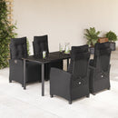 5-Delige Tuinset Met Kussens Poly Rattan Zwart