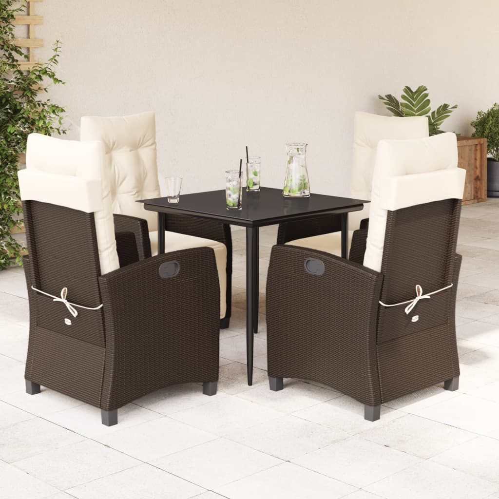 5-Delige Tuinset Met Kussens Poly Rattan Bruin