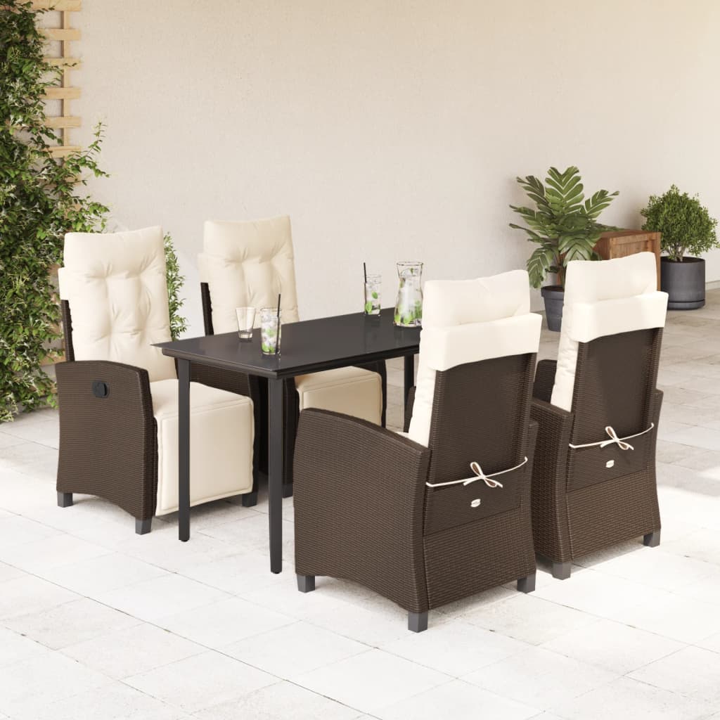 5-Delige Tuinset Met Kussens Poly Rattan Bruin