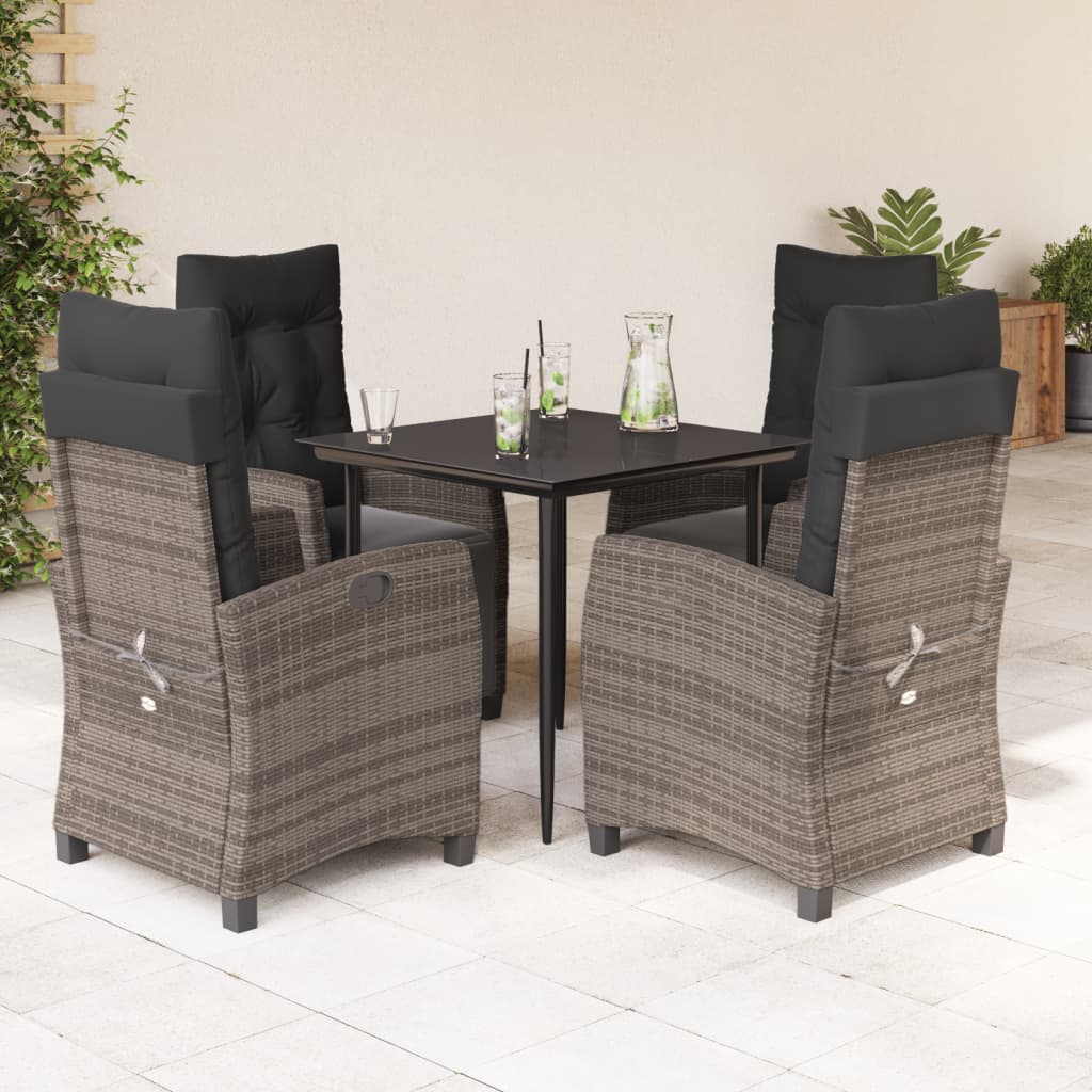 5-Delige Tuinset Met Kussens Poly Rattan Grijs