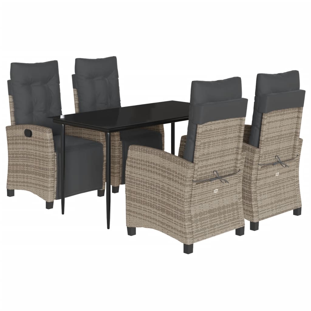 5-Delige Tuinset Met Kussens Poly Rattan Grijs