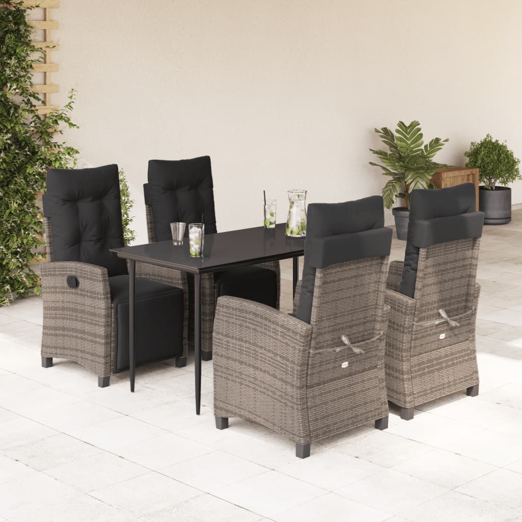5-Delige Tuinset Met Kussens Poly Rattan Grijs