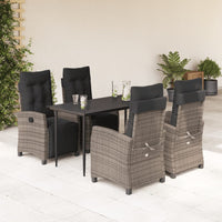5-Delige Tuinset Met Kussens Poly Rattan Grijs