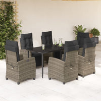5-Delige Tuinset Met Kussens Poly Rattan Grijs