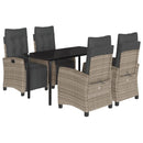 5-Delige Tuinset Met Kussens Poly Rattan Grijs
