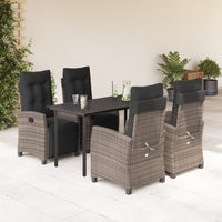 5-Delige Tuinset Met Kussens Poly Rattan Grijs