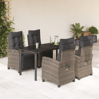 5-Delige Tuinset Met Kussens Poly Rattan Grijs