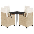 5-Delige Tuinset Met Kussens Poly Rattan Beige