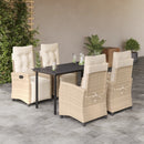 5-Delige Tuinset Met Kussens Poly Rattan Beige