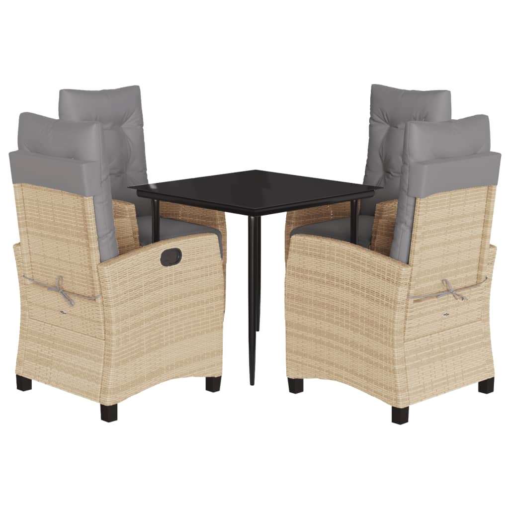 5-Delige Tuinset Met Kussens Poly Rattan Gemengd Beige