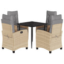 5-Delige Tuinset Met Kussens Poly Rattan Gemengd Beige