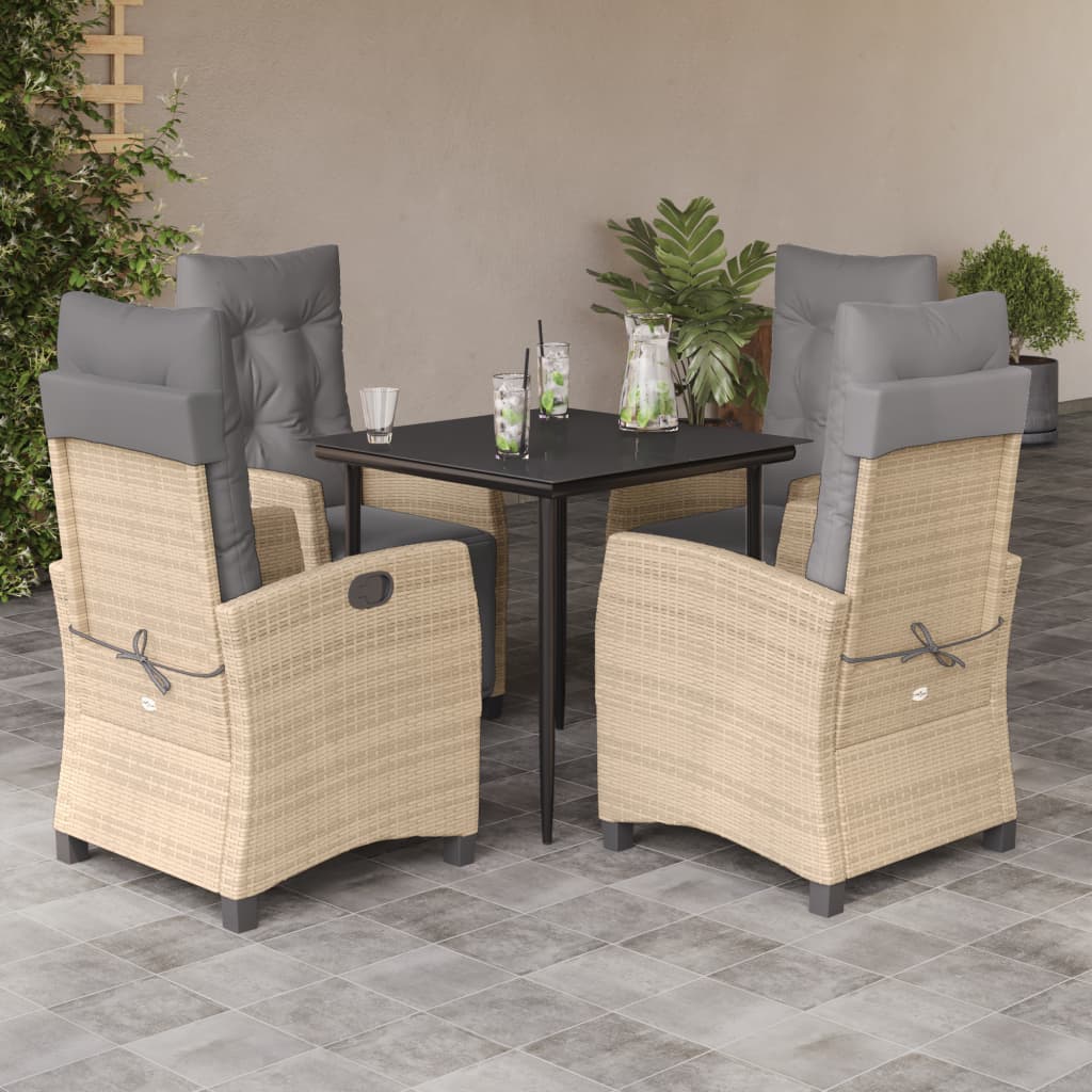 5-Delige Tuinset Met Kussens Poly Rattan Gemengd Beige