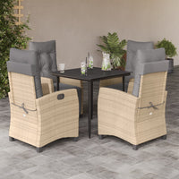 5-Delige Tuinset Met Kussens Poly Rattan Gemengd Beige