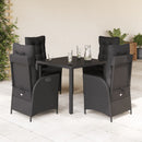 3-Delige Tuinset Met Kussens Poly Rattan Zwart