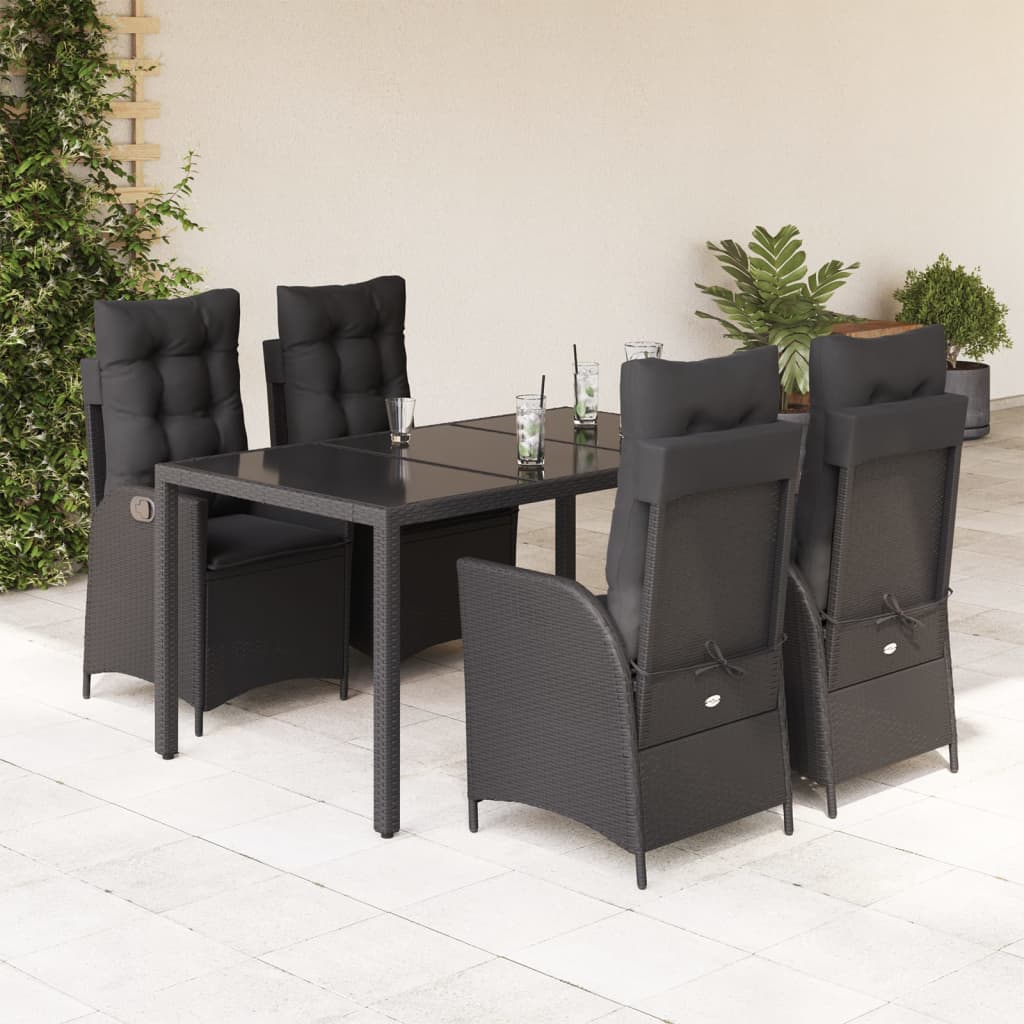 3-Delige Tuinset Met Kussens Poly Rattan Zwart