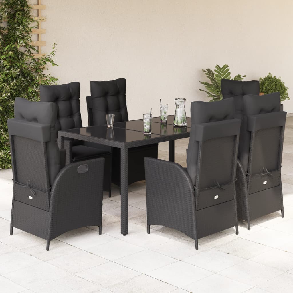 3-Delige Tuinset Met Kussens Poly Rattan Zwart
