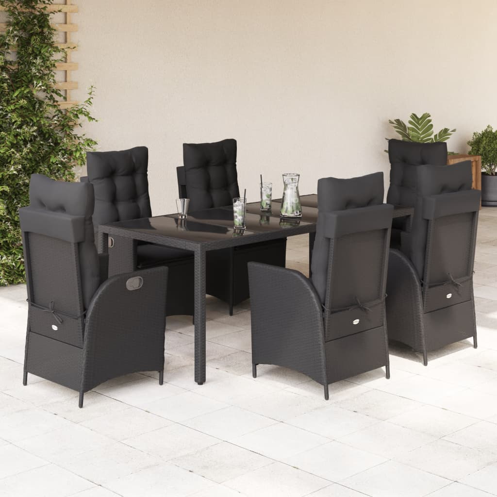 3-Delige Tuinset Met Kussens Poly Rattan Zwart