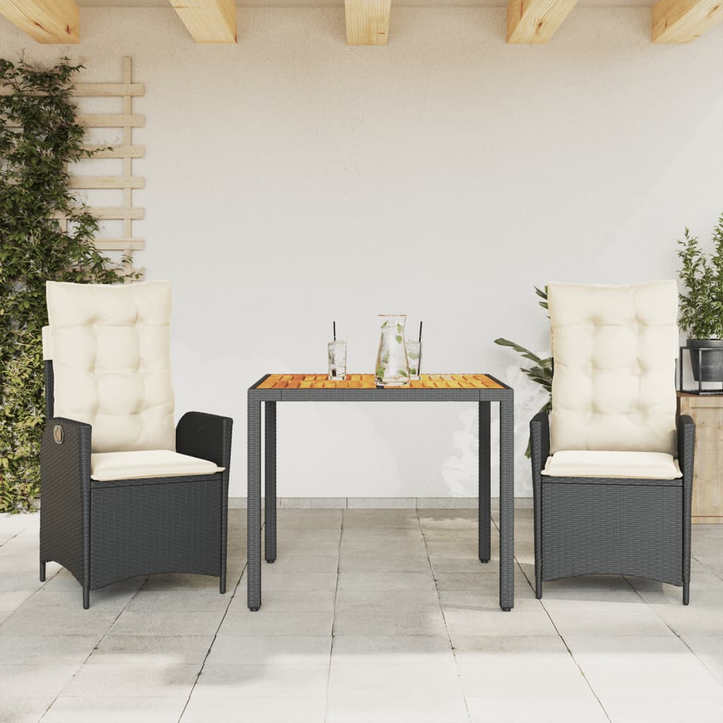 5-Delige Tuinset Met Kussens Poly Rattan Zwart