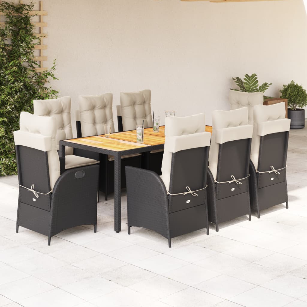 5-Delige Tuinset Met Kussens Poly Rattan Zwart