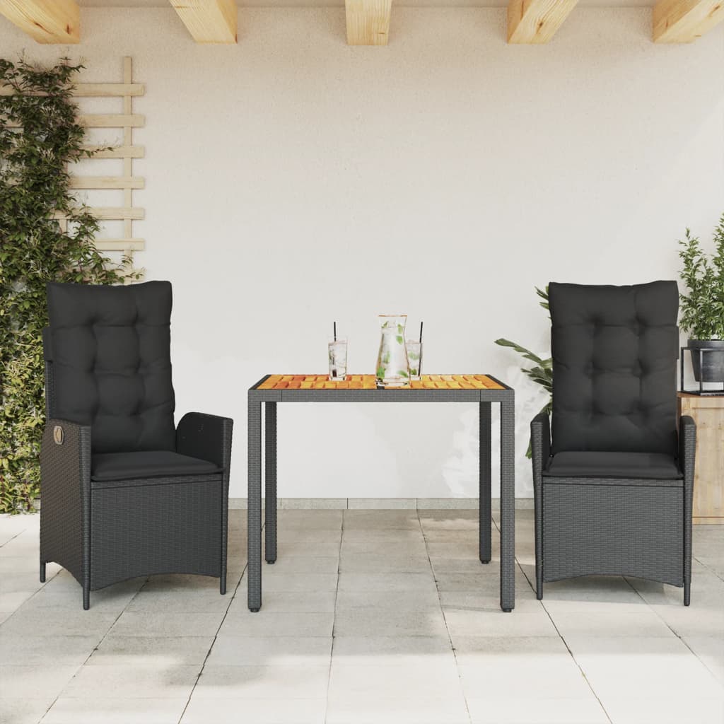 7-Delige Tuinset Met Kussens Poly Rattan Zwart
