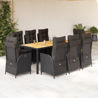 7-Delige Tuinset Met Kussens Poly Rattan Zwart