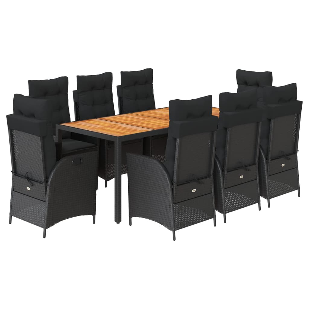 9-Delige Tuinset Poly Rattan Zwart