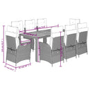 9-Delige Tuinset Poly Rattan Zwart