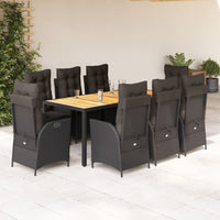 9-Delige Tuinset Poly Rattan Zwart