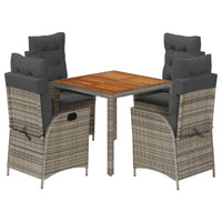 5-Delige Tuinset Met Kussens Poly Rattan Grijs