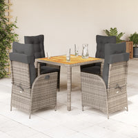 5-Delige Tuinset Met Kussens Poly Rattan Grijs