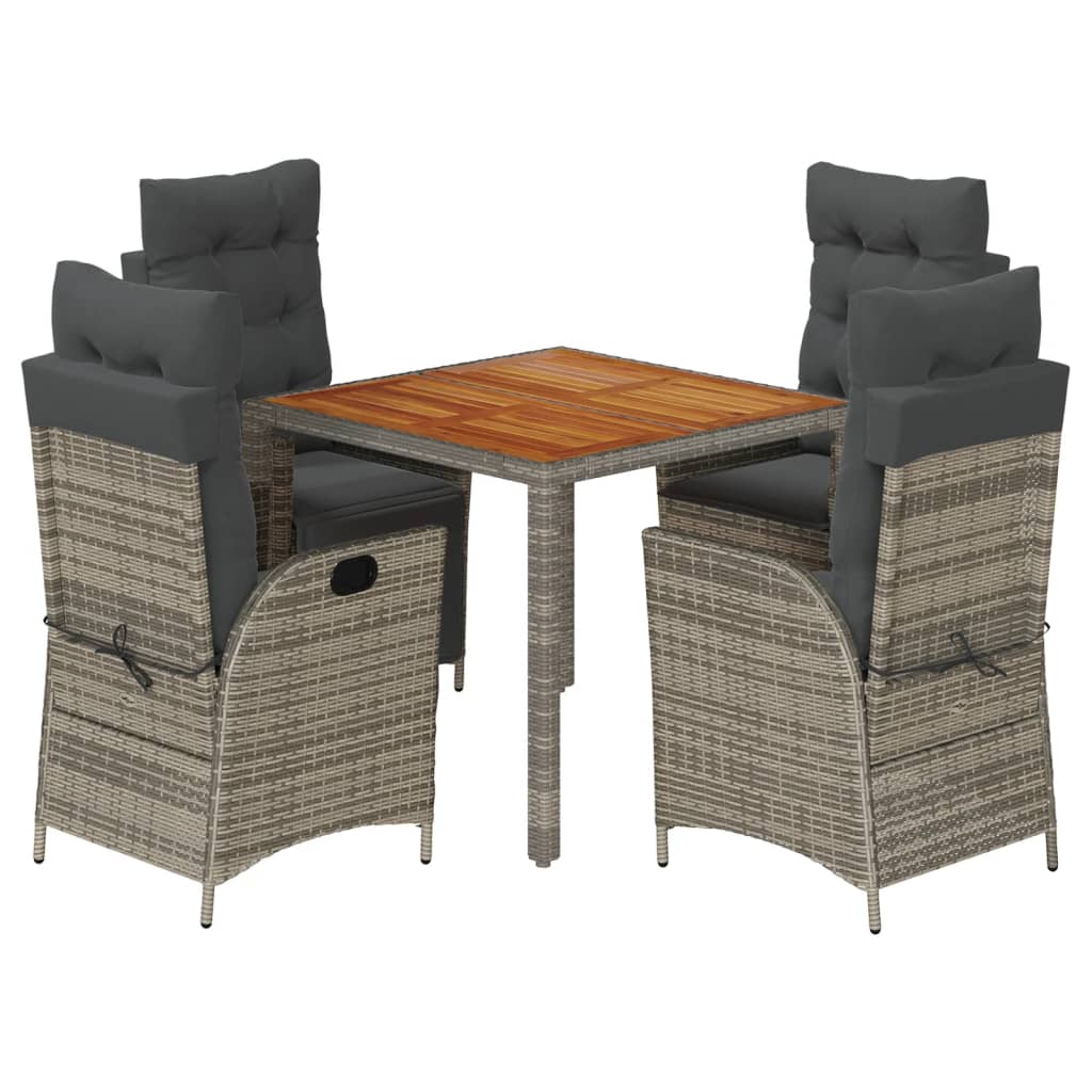 5-Delige Tuinset Met Kussens Poly Rattan Grijs