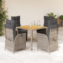 5-Delige Tuinset Met Kussens Poly Rattan Grijs